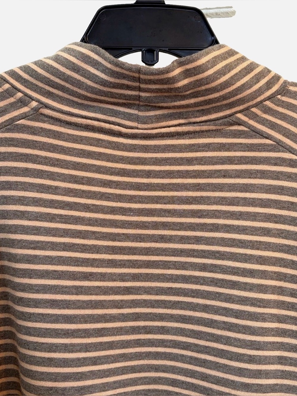 J. Jill NWT 3X Striped Mock Neck Knit Top Tan Gray Long Sleeve Plus French Terry - Picture 8 of 10